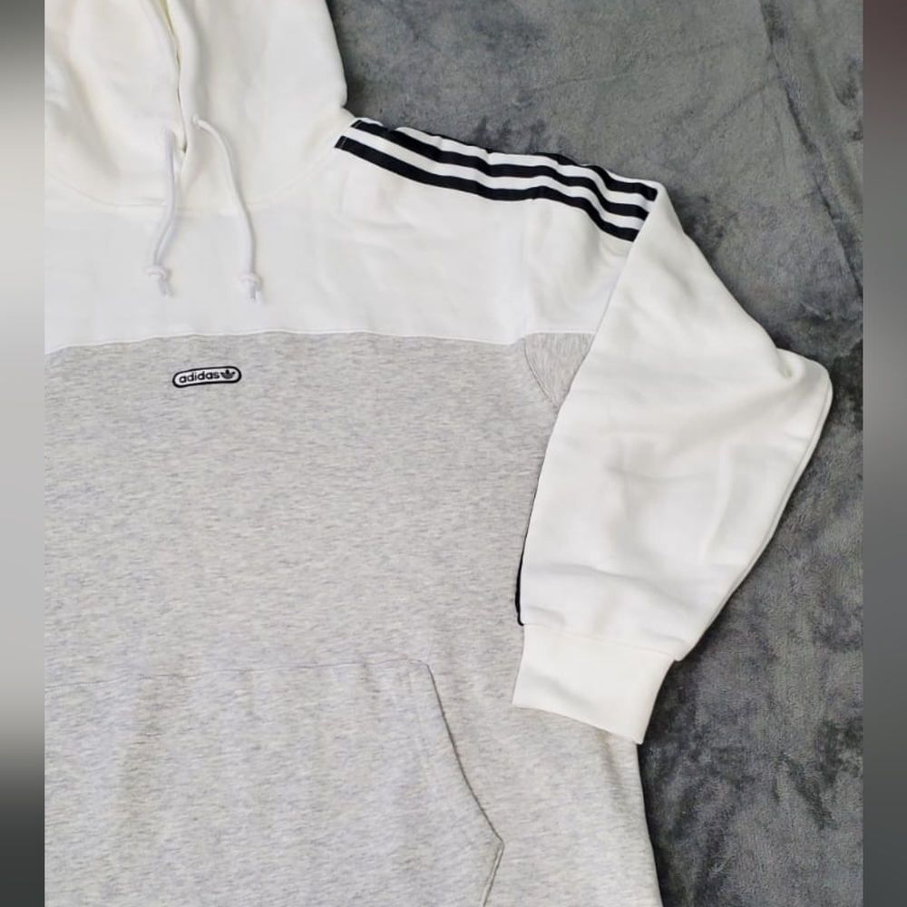 Adidas Hoodie Sport Open Hem White/LIGHT GREY  Size M Men's - Picture 9 of 16